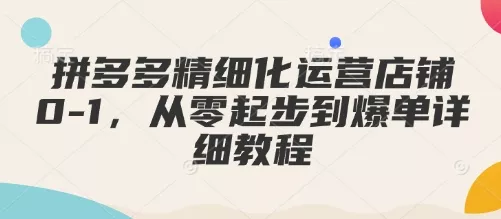 拼多多精细化运营店铺0-1，从零起步到爆单详细教程-山河网创