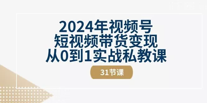 2024年视频号短视频带货变现从0到1实战私教课(30节视频课)-山河网创
