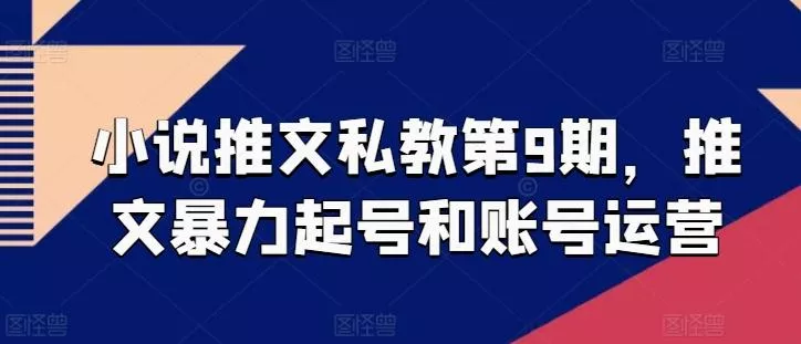 小说推文私教第9期，推文暴力起号和账号运营-山河网创