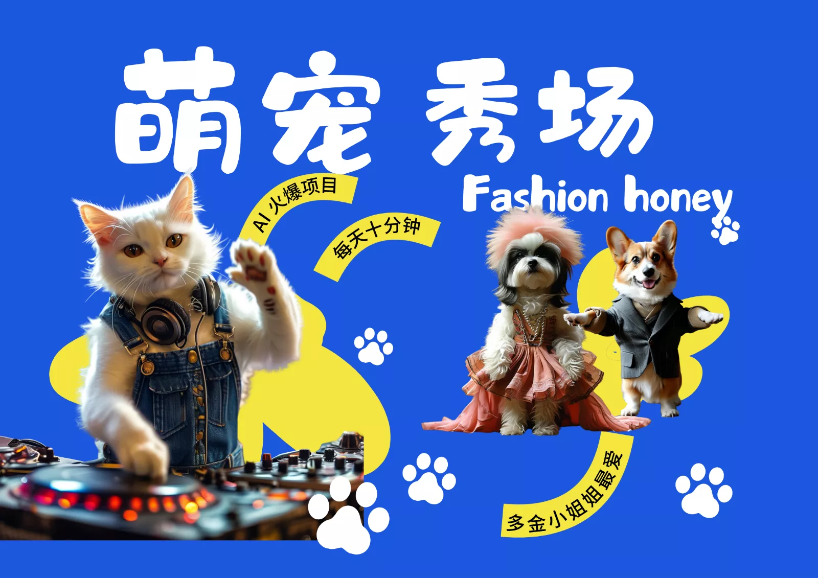 酷飒动物跳舞走秀 时尚喵FASHION汪 多金小姐姐最爱的 轻松月入破W-山河网创