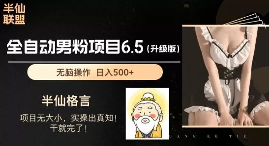 男粉项目6.5升级版，全自动男粉项目，日收入1K+【揭秘】-山河网创