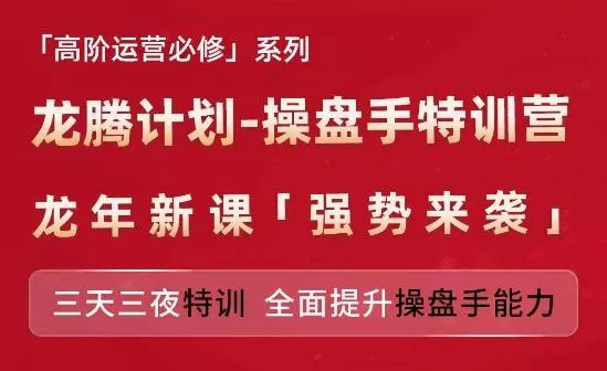 亚马逊高阶运营必修系列，龙腾计划-操盘手特训营，三天三夜特训 全面提升操盘手能力-山河网创