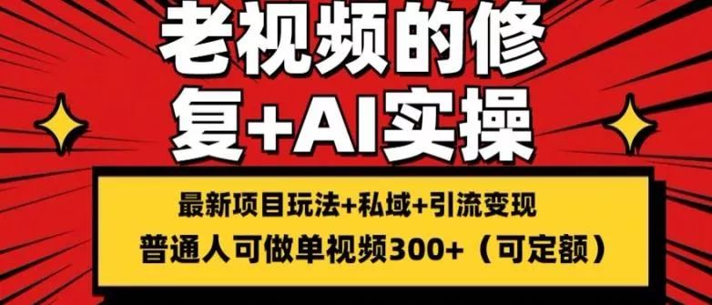 修复老视频的玩法，搬砖+引流的变现(可持久)，单条收益300+【揭秘】-山河网创