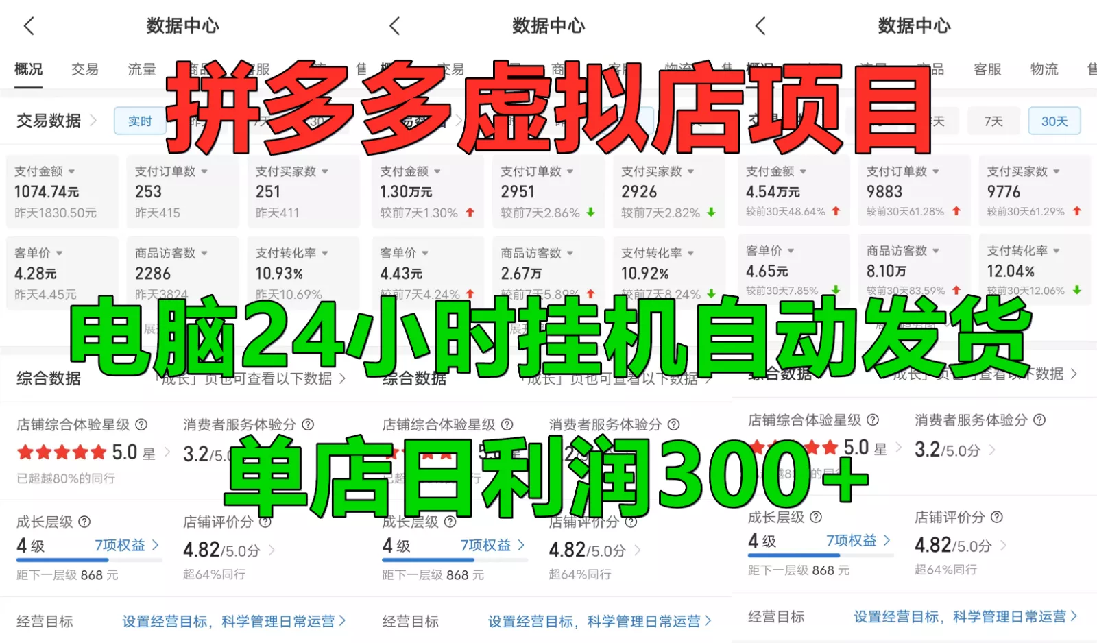 拼多多虚拟店铺项目，电脑挂机自动发货，单店日利润300+-山河网创