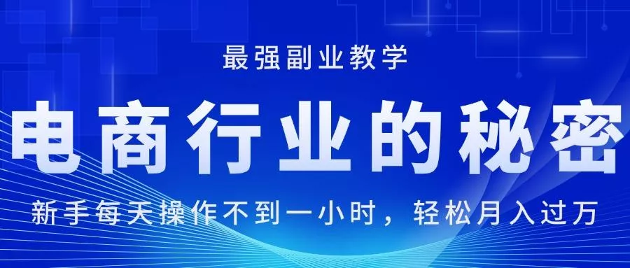 电商行业的秘密，新手每天操作不到一小时，月入过万轻轻松松，最强副业…-山河网创