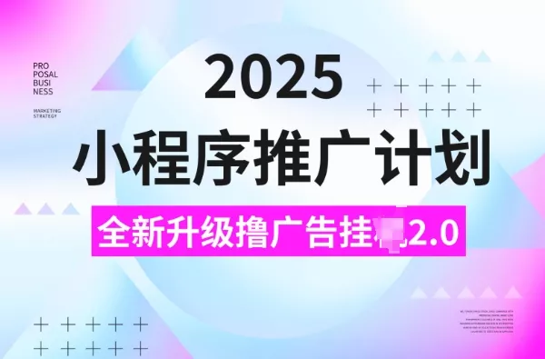 2025小程序推广计划，撸广告挂JI3.0玩法，日均5张【揭秘】-山河网创