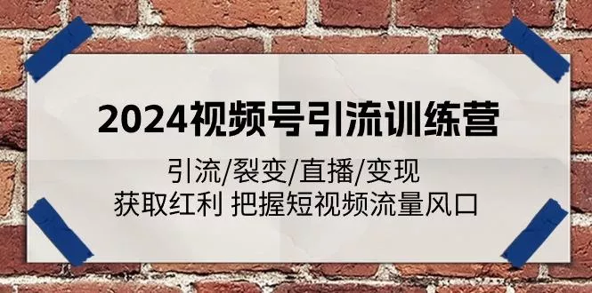 2024视频号引流训练营：引流/裂变/直播/变现 获取红利 把握短视频流量风口-山河网创
