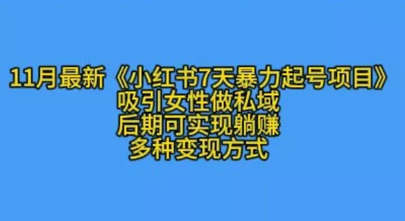 K总部落11月最新小红书7天暴力起号项目，吸引女性做私域【揭秘】-山河网创