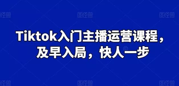 Tiktok入门主播运营课程，及早入局，快人一步-山河网创