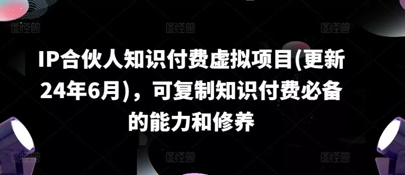 IP合伙人知识付费虚拟项目(更新24年6月)，可复制知识付费必备的能力和修养-山河网创