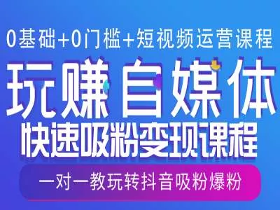 0基础+0门槛+短视频运营课程，玩赚自媒体快速吸粉变现课程，一对一教玩转抖音吸粉爆粉-山河网创