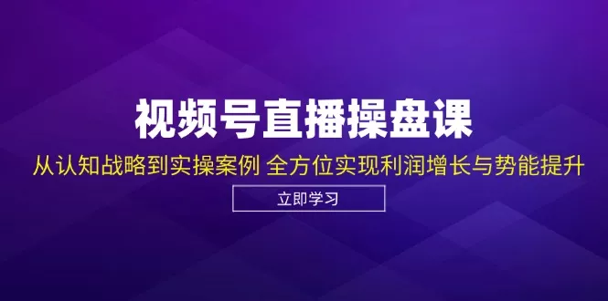 视频号直播操盘课，从认知战略到实操案例 全方位实现利润增长与势能提升-山河网创