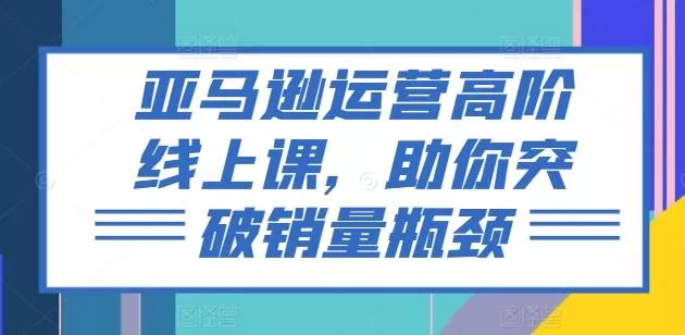 亚马逊运营高阶线上课，助你突破销量瓶颈-山河网创