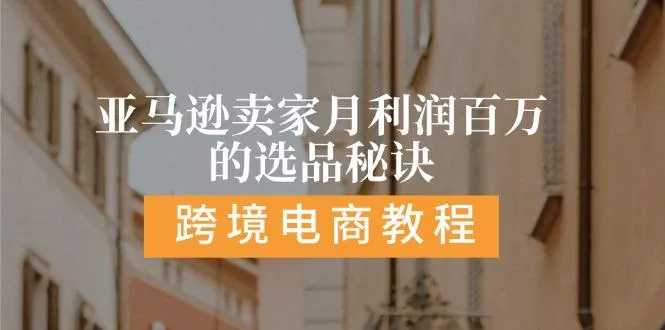 亚马逊卖家月利润百万的选品秘诀:  抓重点/高利润/大方向/大类目/选品…-山河网创