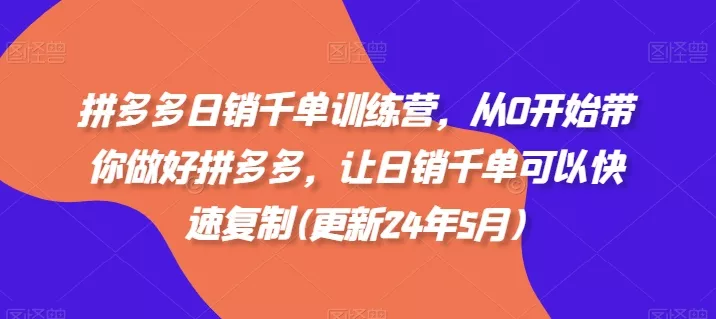 拼多多日销千单训练营，从0开始带你做好拼多多，让日销千单可以快速复制(更新24年12月)-山河网创