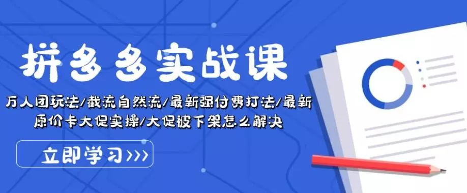 拼多多实战课：万人团玩法/截流自然流/最新强付费打法/最新原价卡大促..-山河网创