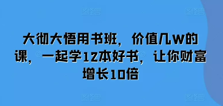 大彻大悟用书班，价值几W的课，一起学12本好书，让你财富增长10倍-山河网创