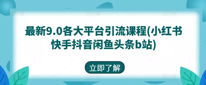 最新9.0各大平台引流课程(小红书快手抖音闲鱼头条b站)-山河网创