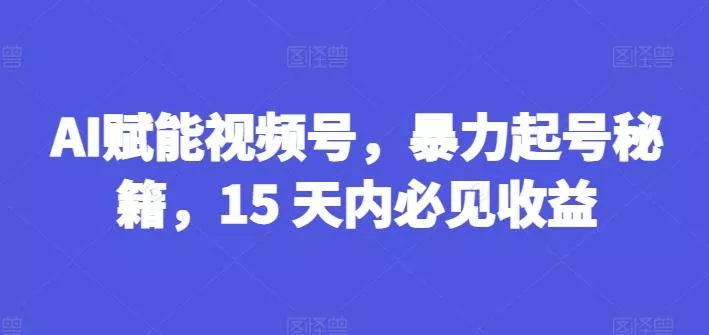 AI赋能视频号，暴力起号秘籍，15 天内必见收益【揭秘】-山河网创