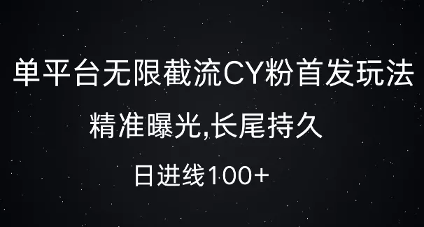单平台无限截流创业粉首发玩法，精准曝光，长尾持久，日引流100+【揭秘】-山河网创