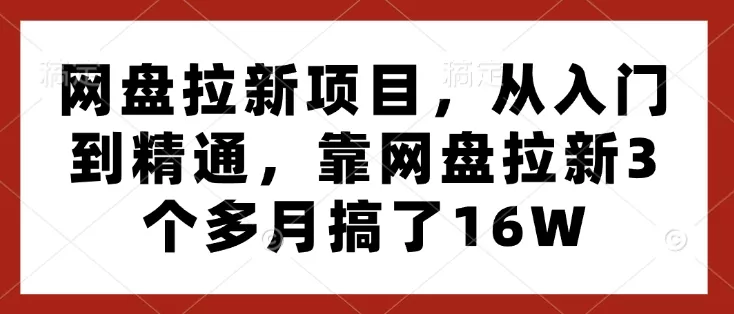 网盘拉新项目，从入门到精通，靠网盘拉新3个多月搞了16W-山河网创