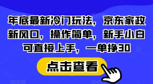 年底最新冷门玩法，京东家政新风口，操作简单，新手小白可直接上手，一单挣30【揭秘】-山河网创