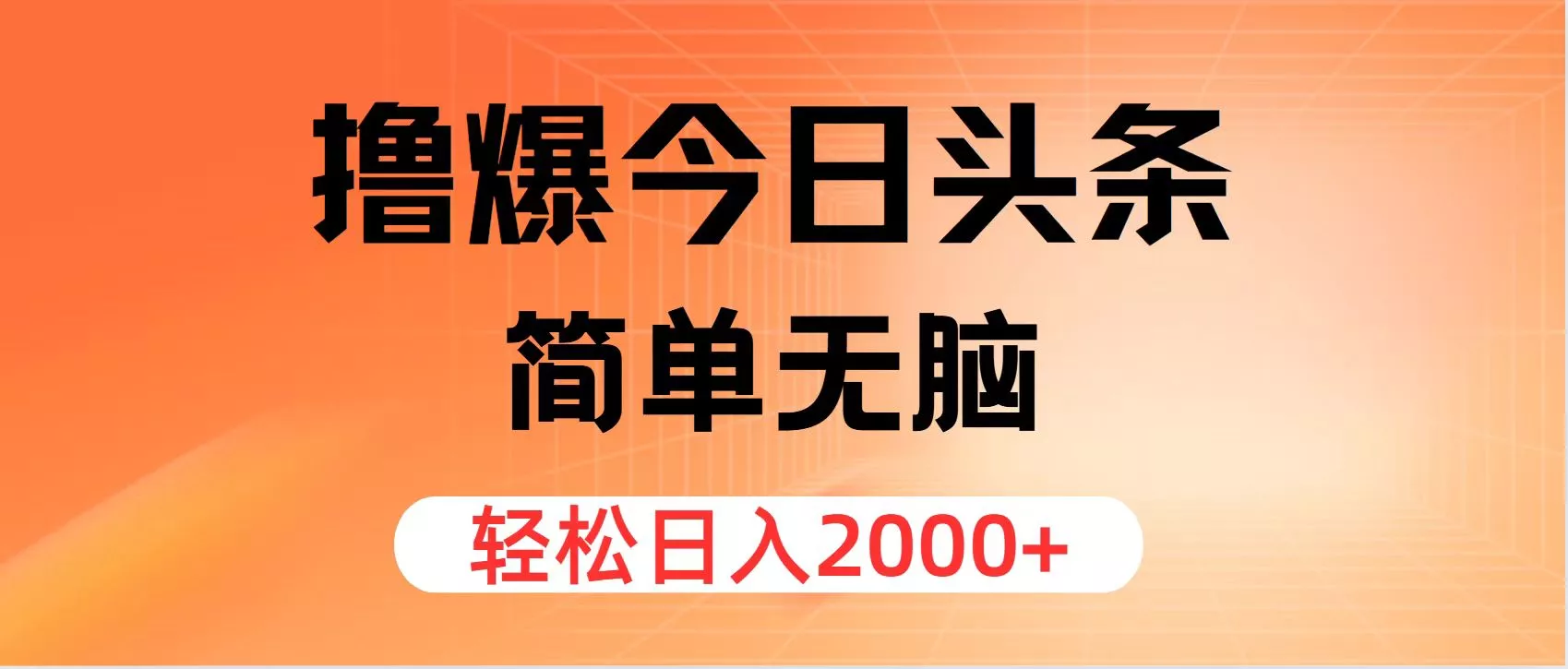 撸爆今日头条，简单无脑，日入2000+-山河网创