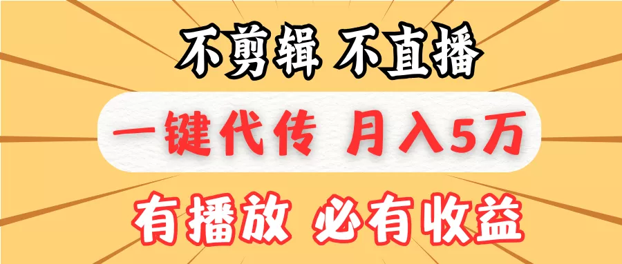 不剪辑不直播，一键代发，月入5万懒人必备，我出视频你来发-山河网创