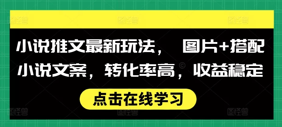 小说推文最新玩法， 图片+搭配小说文案，转化率高，收益稳定-山河网创