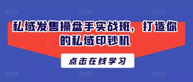 私域发售操盘手实战班，打造你的私域印钞机-山河网创