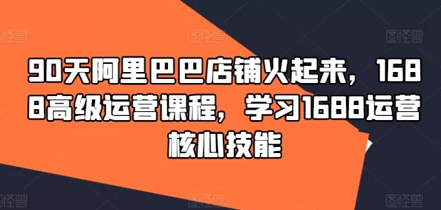 90天阿里巴巴店铺火起来，1688高级运营课程，学习1688运营核心技能-山河网创