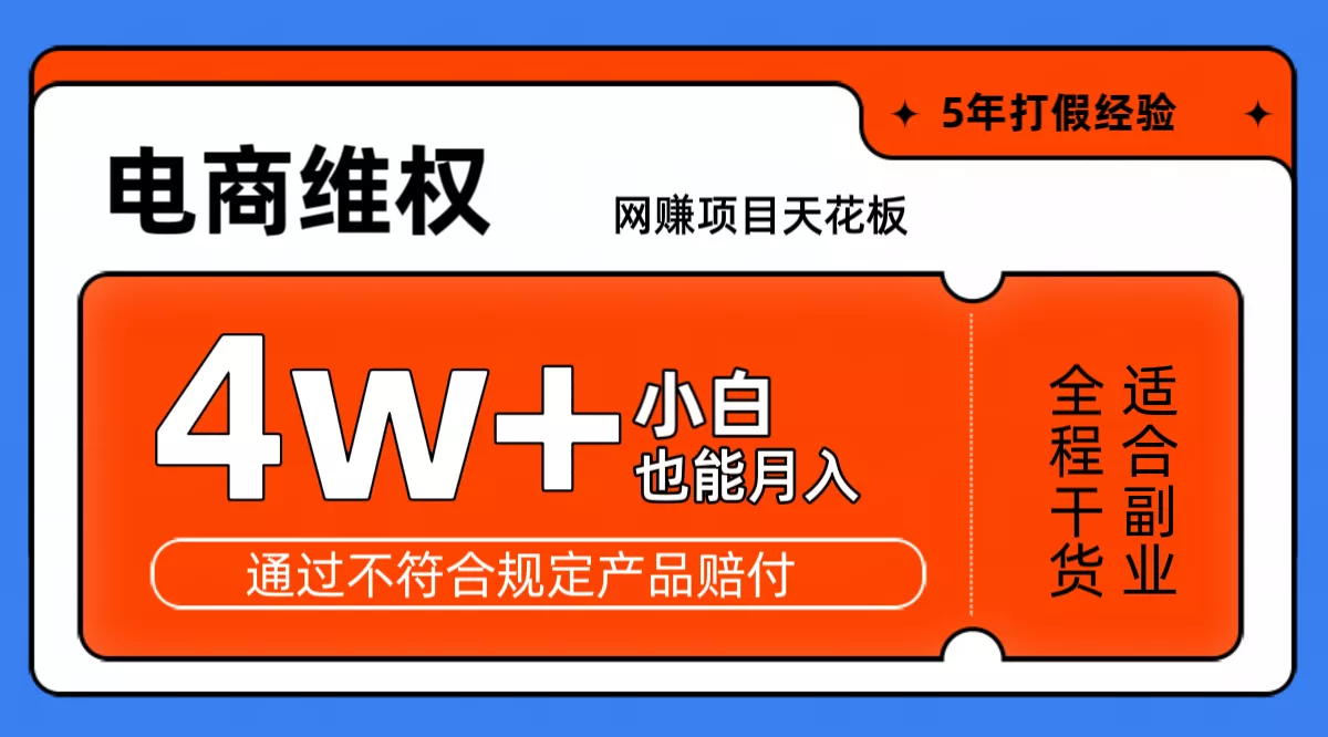 网赚项目天花板电商购物维权月收入稳定4w+独家玩法小白也能上手-山河网创