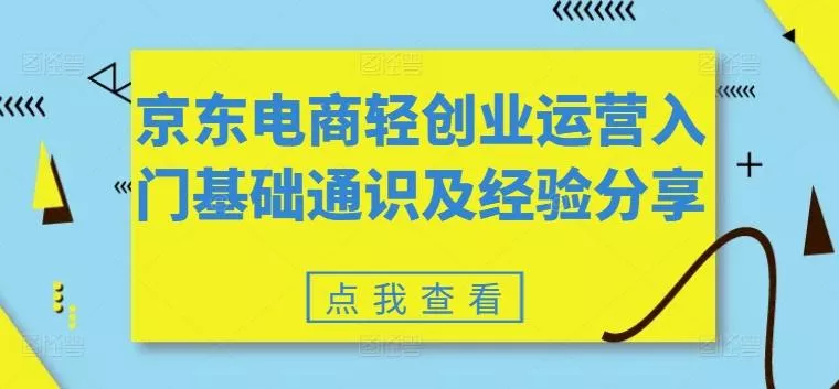 京东电商轻创业运营入门基础通识及经验分享-山河网创