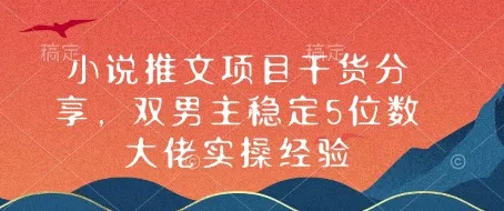 小说推文项目干货分享，双男主稳定5位数大佬实操经验-山河网创
