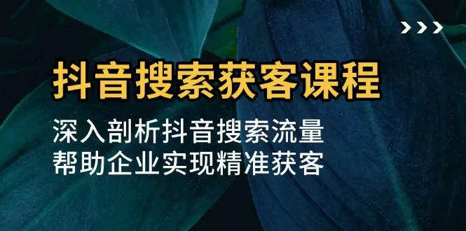 抖音搜索获客课程：深入剖析抖音搜索流量，帮助企业实现精准获客-山河网创