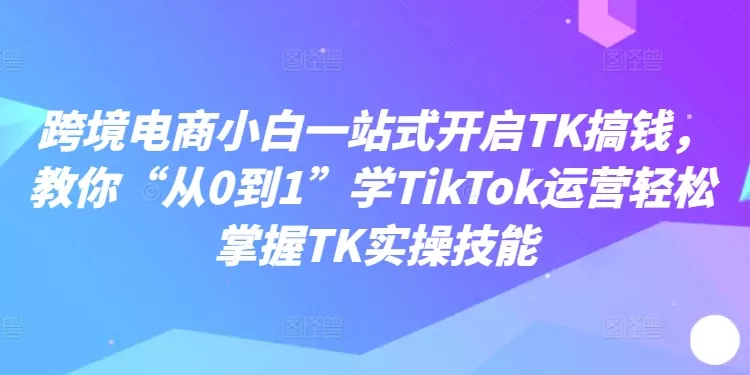 跨境电商小白一站式开启TK搞钱，教你“从0到1”学TikTok运营轻松掌握TK实操技能-山河网创