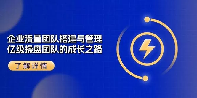 企业 流量团队-搭建与管理，亿级 操盘团队的成长之路(28节课-山河网创