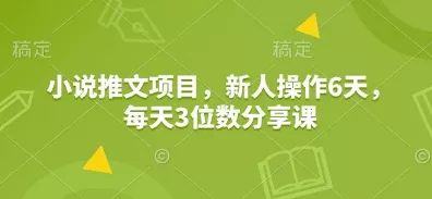 小说推文项目，新人操作6天，每天3位数分享课-山河网创