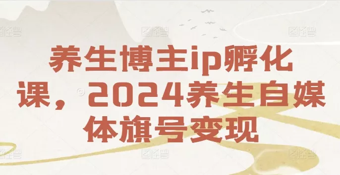 养生博主ip孵化课，2024养生自媒体旗号变现-山河网创
