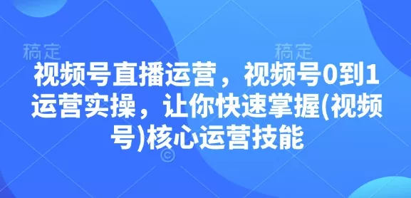 视频号直播运营，视频号0到1运营实操，让你快速掌握(视频号)核心运营技能-山河网创