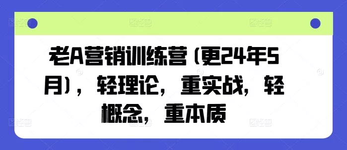 老A营销训练营(更25年1月)，轻理论，重实战，轻概念，重本质-山河网创