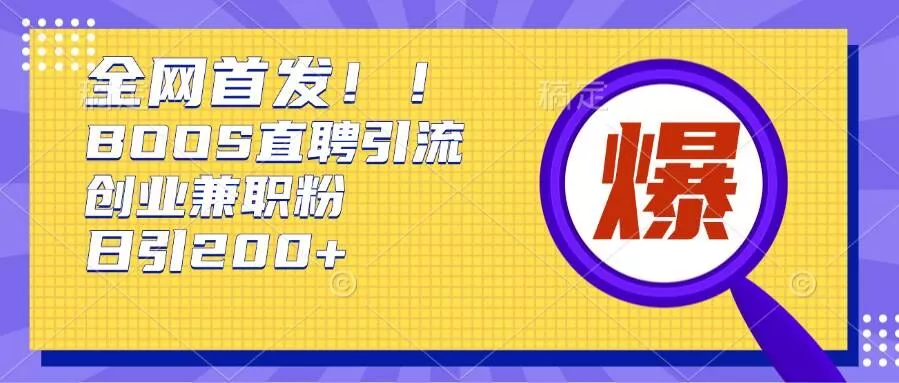 通过Boss直聘，每天轻松钓到200+多条创业大鱼的秘籍【揭秘】-山河网创