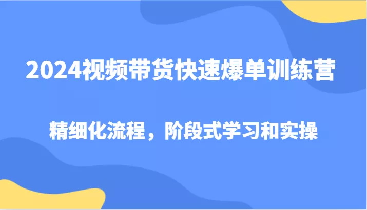2024视频带货快速爆单训练营，精细化流程，阶段式学习和实操-山河网创