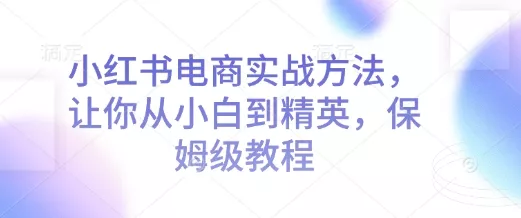 小红书电商实战方法，让你从小白到精英，保姆级教程-山河网创