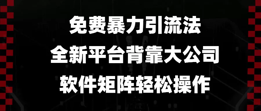 免费暴力引流法，全新平台，背靠大公司，软件矩阵轻松操作-山河网创