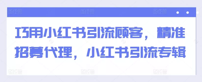 巧用小红书引流顾客，精准招募代理，小红书引流专辑-山河网创