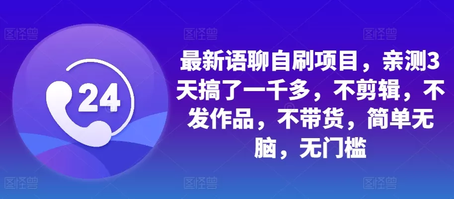 最新语聊自刷项目，亲测3天搞了一千多，不剪辑，不发作品，不带货，简单无脑，无门槛-山河网创