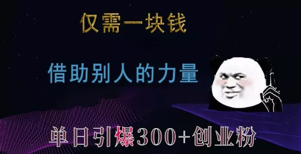 仅需一块钱，借助别人的力量，单日引爆300+创业粉、兼职粉【揭秘】-山河网创