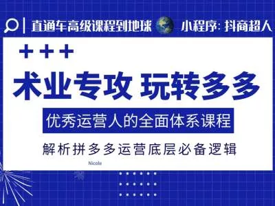 术业专攻玩转多多，优秀运营人的全面体系课程，解析拼多多运营底层必备逻辑-山河网创