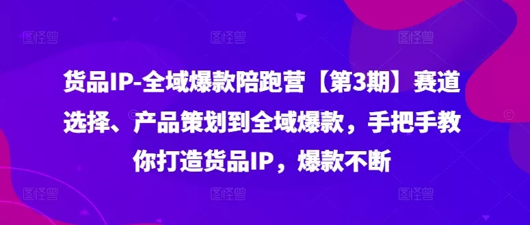 货品IP全域爆款陪跑营【第3期】赛道选择、产品策划到全域爆款，手把手教你打造货品IP，爆款不断-山河网创
